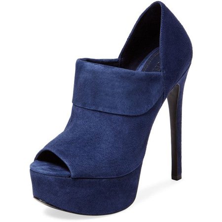 Navy Blue Peepe Toe Ankle Boots