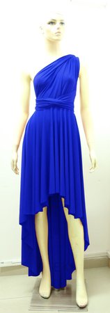 Convertible bridesmaids dress Royal blue infinity gown High low prom dress Evening outfit Plus size formal gown