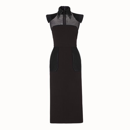 Black gabardine dress - DRESS | Fendi