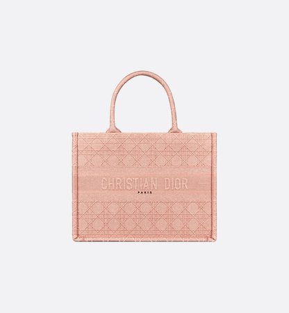 Small Dior Book Tote Bois de Rose Cannage Embroidery - Bags - Women's Fashion | DIOR