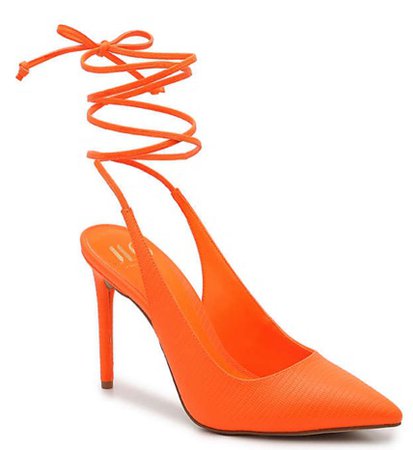 Neon Orange Heeled Sandals