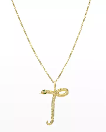 Zoe Lev Jewelry 14K Gold Snake Initial Necklace | Neiman Marcus