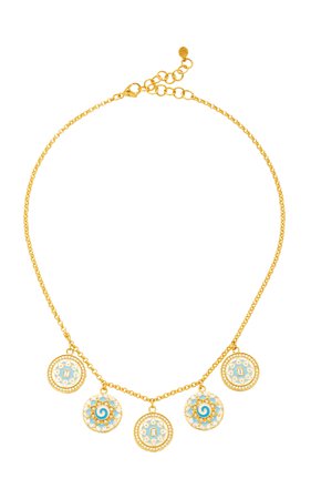 20K Sky Blue Enamel Coin Necklace by Buddha Mama | Moda Operandi