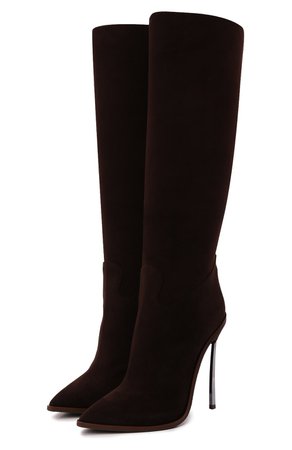 Женские темно-коричневые замшевые сапоги CASADEI — купить за 98450 руб. в интернет-магазине ЦУМ, арт. 1S219T120MC10382412