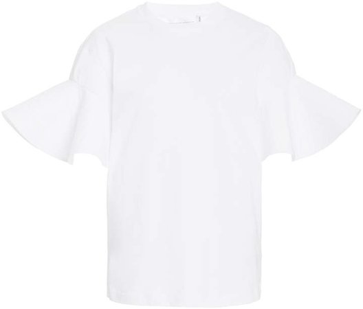 Flounce Sleeve Cotton T-Shirt