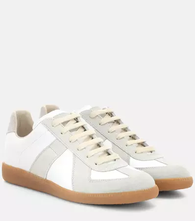 Replica Leather And Suede Sneakers in White - Maison Margiela | Mytheresa
