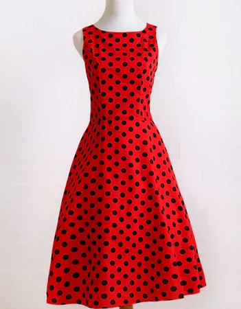 polka dot dress black red cotton fabric swing prom bridesmaid party vintage design knee length sleeveless rock and roll dresses-in Dresses from Women's Clothing & Accessories on Aliexpress.com | Alibaba Group