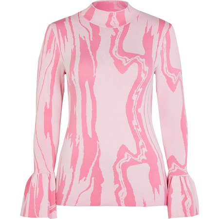 Pink marble print top | River Island