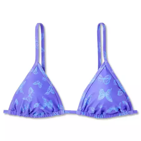 Women's Butterfly Charm Plisse Textured Triangle Bikini Top - Wild Fable™  Purple Xxs : Target