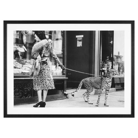 Eichholtz Modern Classic Elegant Woman with Cheetah Print Framed Art