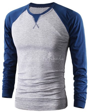Grey n Blue Sleeved Fitted Mens shirt