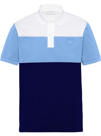 Prada colour-block polo shirt blue & white UJN693S2111X86 - Farfetch