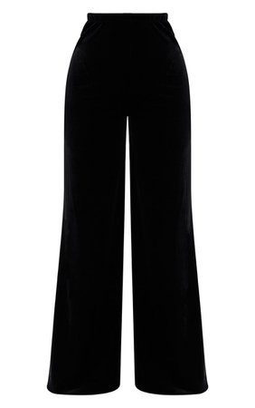 Shape Black Velvet Wide Leg Trousers. PLT Shape | PrettyLittleThing