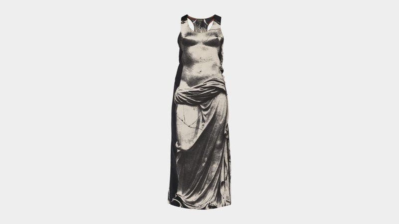 Jean Paul Gaultier, Black Silk Goddess Statue Maxi Dress, 1999