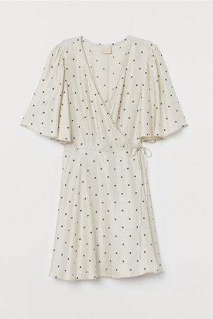 Satin Wrap Dress - Cream/dotted - Ladies | H&M CA