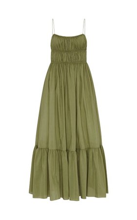 Shirred Cotton-Silk Maxi Dress By Matteau | Moda Operandi