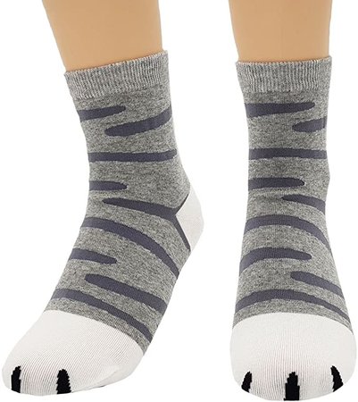 JJMax Women's Cute Kitty Cat Paws Socks with Paw Prints on Toes (Big Safari Cats) at Amazon Women’s Clothing store