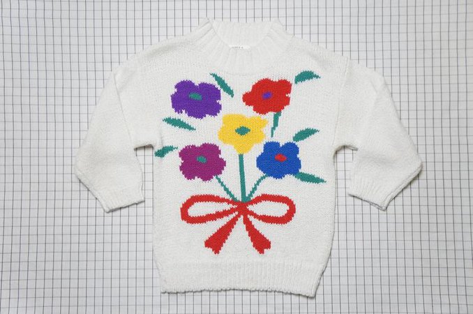 90's Bouquet Sweater Mock neck Flower Sweater Fairy | Etsy