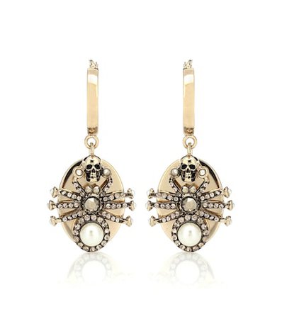 Spider crystal-embellished earrings