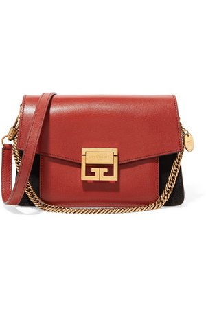 Givenchy red GV3 small leather and suede shoulder bag, $1,990
