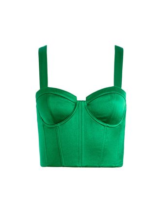 Jeanna Bustier Smocked Back Crop Top In Emerald | Alice And Olivia