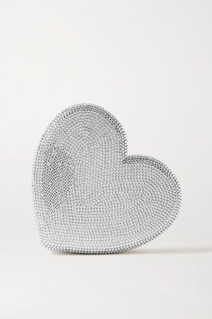 Heart Crystal-embellished Silver-tone Clutch