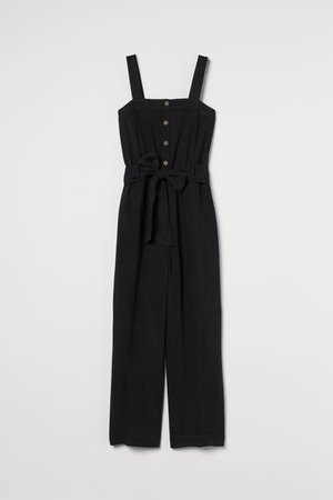 Linen-blend Jumpsuit - Black - Ladies | H&M US
