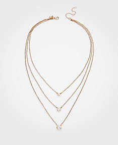 Crystal Triple Layer Necklace | Ann Taylor