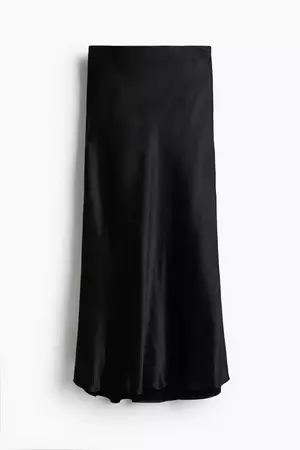 Satin maxi skirt - Black - Ladies | H&M