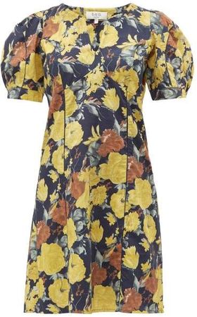 Ella Floral Print Cotton Dress - Womens - Yellow Multi