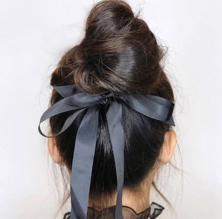 Brown Hair w/ Navy Blue Ribbon