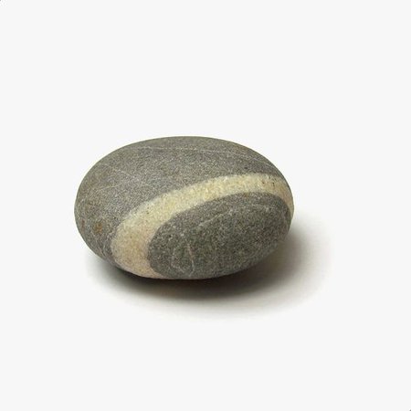 Single striped beach pebble, Gray and white river pebble, Pocket stone