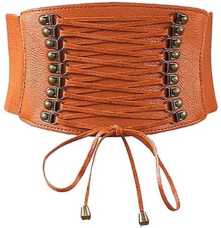Womens PU Leather High Waist Belt Wide Elastic Stretch Cincher Corset Lace up Band at Amazon Women’s Clothing store