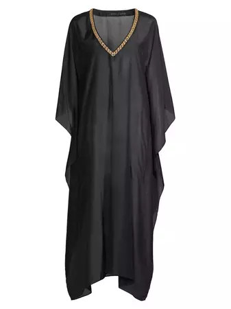 Shop Natori Cotton Silk Voile V-Neck Maxi Dress | Saks Fifth Avenue