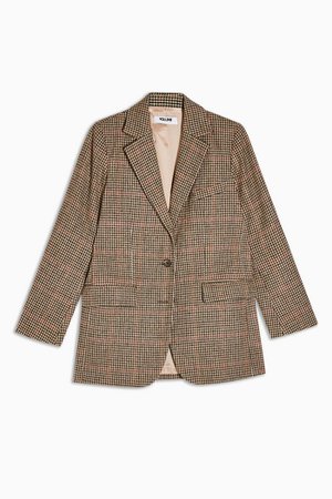 Brown Heritage Check Single Breasted Blazer With Wool | Topshop