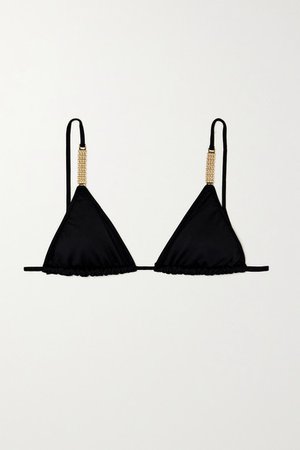 Maldives Embellished Triangle Bikini Top - Black