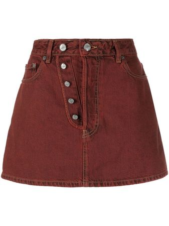 GANNI asymmetric-button Denim Mini Skirt - Farfetch