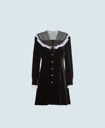 Velvet dress with bow | Miu Miu MF3521_E21_F0002