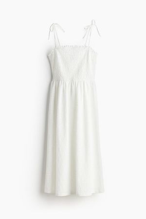Tie-shoulder-strap Smocked Dress - Cream - Ladies | H&M US
