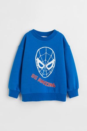 Oversized Printed Sweatshirt - Bright blue/Spider-Man - Kids | H&M US