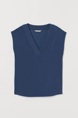 V-neck Blouse - Dark blue - Ladies | H&M US