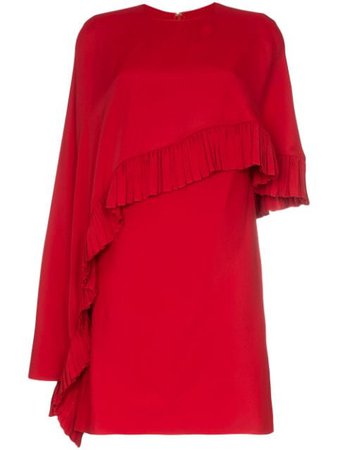 Valentino asymmetric cape mini dress red & red SB3VANG04NK - Farfetch