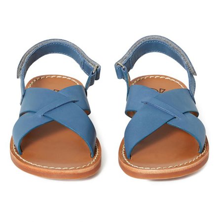 Cross-stitch beach sandals Blue Pom d'Api Shoes Children