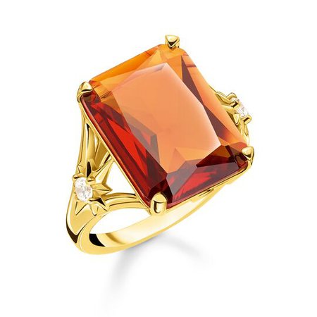 ring Orange stone, large, with star – TR2261-971-8 – {2} – THOMAS SABO