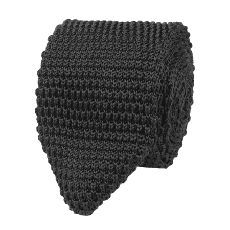 Dark grey pointed knitted tie