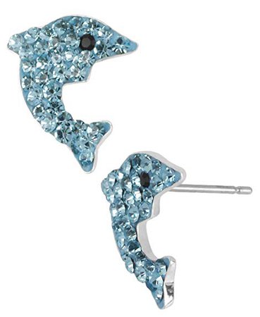 Betsey Johnson Women's Pave Dolphin Stud Earrings, Blue, One Size: Jewelry