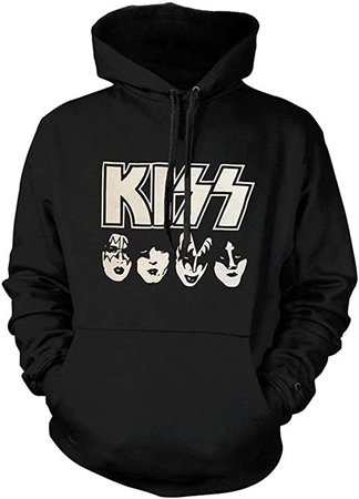 Amazon.com: Kiss Hoodie Rock Music Band Faces Official Logo Adult Black Pullover Sweatshirt: Clothing