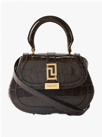 dark brown croc leather Versace mini bag