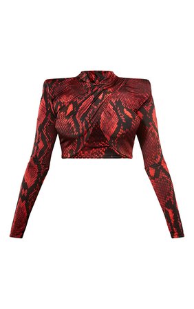 Red Snake High Neck Crop Top | Co-Ords | PrettyLittleThing USA