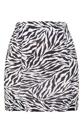 Zebra Double Split Hem Mini Skirt | PrettyLittleThing USA